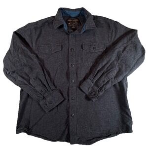 Grizzly Mountain Men's Size L Gray Solid Flannel Button Up Shirt Outdoor